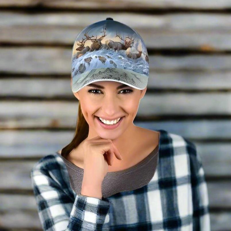 Winter Elk Hunting-themed Baseball Cap