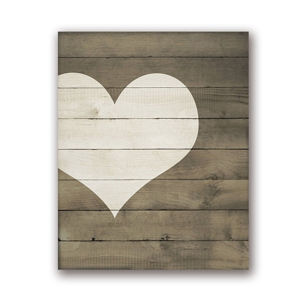 Rustic Hearts Farmhouse-style Wooden Heart Wall-decor Canvas Picture