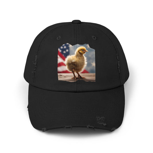 Patriotic Chick Chicken Chick with US Flag Baseball Cap-Patriot-themed Chicken Cap, Trucker Hat