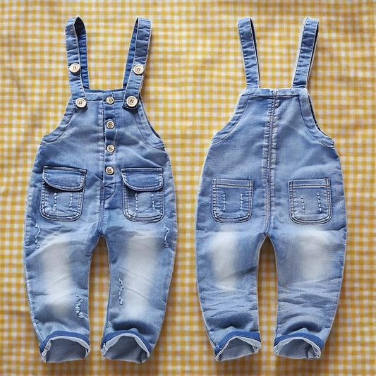 Distressed-Style Denim Bib Overalls for Baby, 6M to 4T