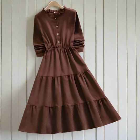 brown corduroy dress front 