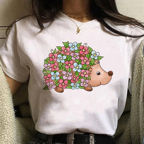 Modflowers Hippie-style Multicolor Floral Hedgehog T-shirt