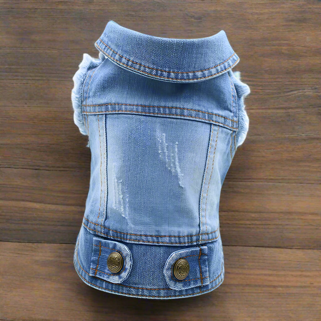 Distressed Denim Doggie Vest