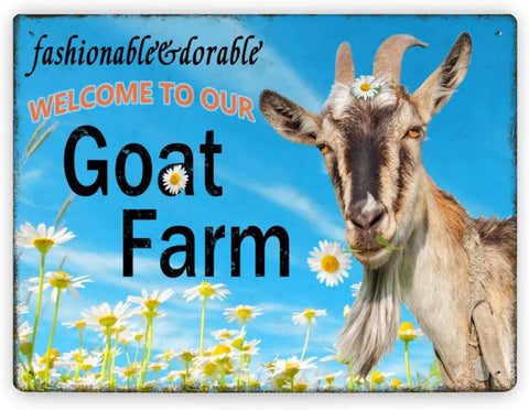Welcome to Our Goat Farm Novelty Tin Sign Cottage Core