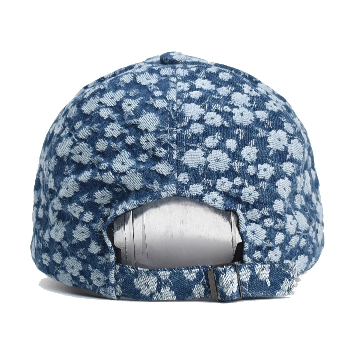 Ditsy Floral Print Blue-Washed Cotton Baseball Cap