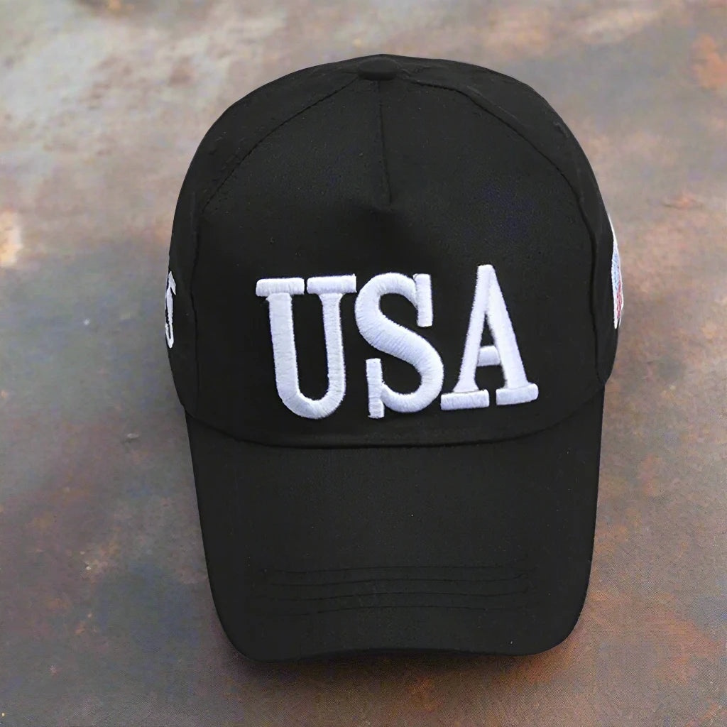 Patriotic USA Letters Embroidery Patch Black Baseball Cap