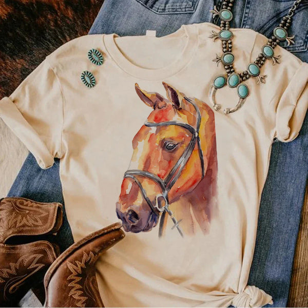 Grahams Gold Watercolors Horse Portrait T-shirt