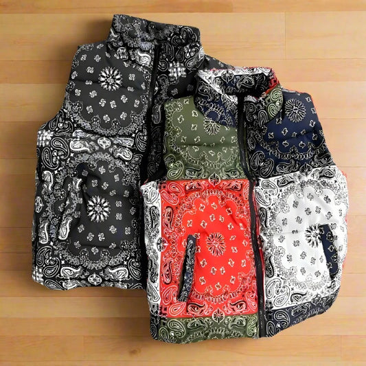 Bandana Patchwork Puffy Vest