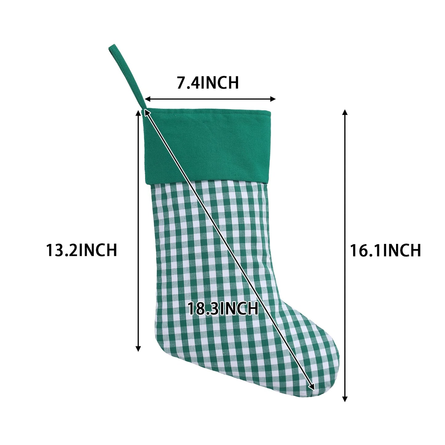 Small Squares Gingham Plaid Print Christmas Stocking