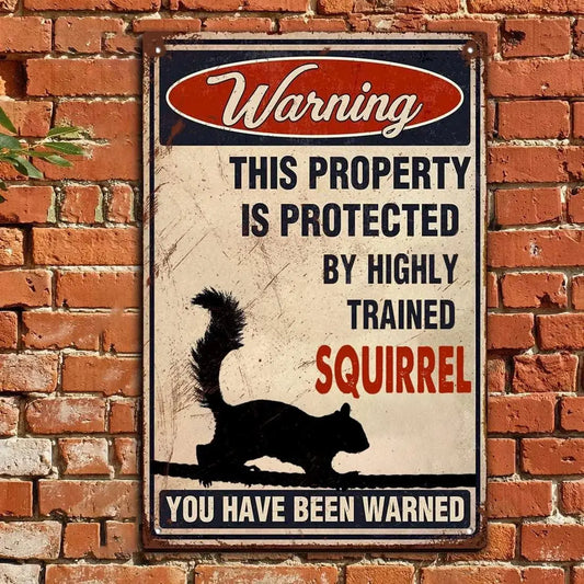 Funny Retro Vintage-style Squirrel  Distressed  Metal Sign