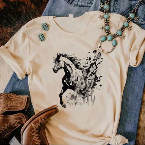 Big Splash Horse Graphic T-shirt: Broadcloth 