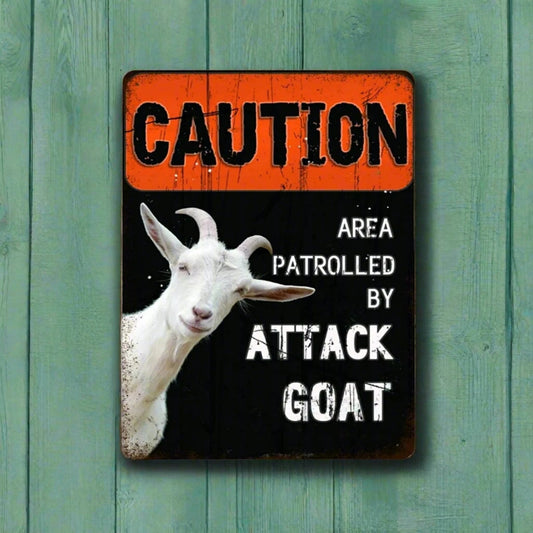 Attack Goat Funny Farmhouse Sign