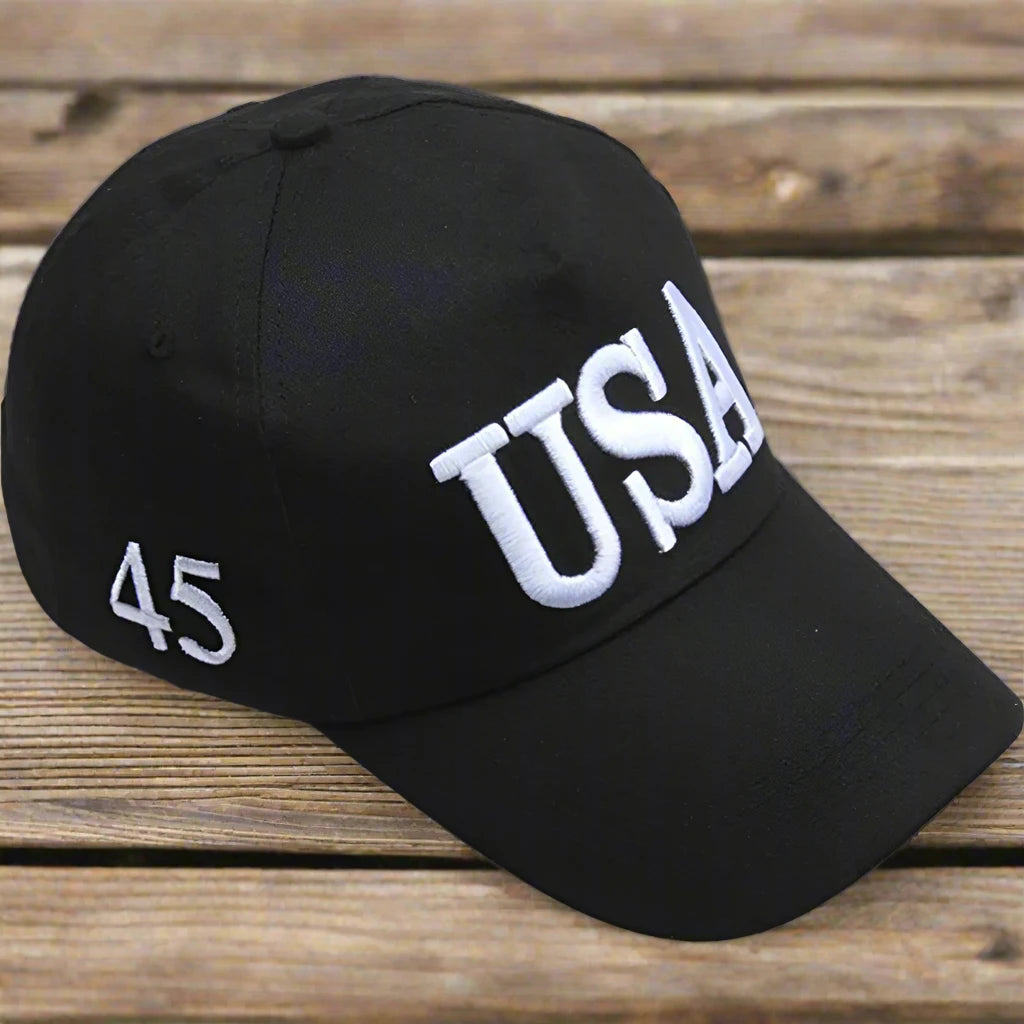 Patriotic USA Letters Embroidery Patch Black Baseball Cap