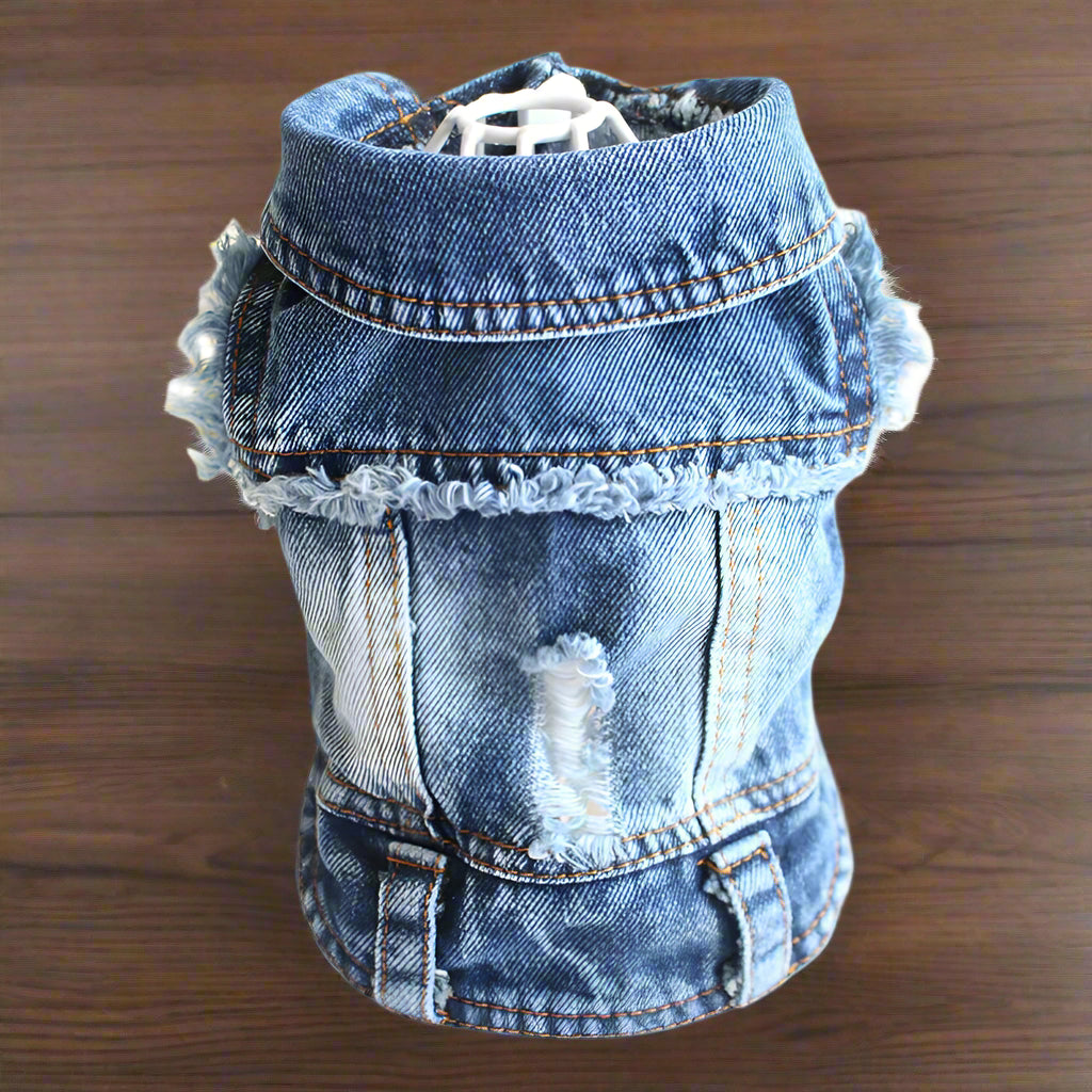 Distressed Denim Doggie Vest