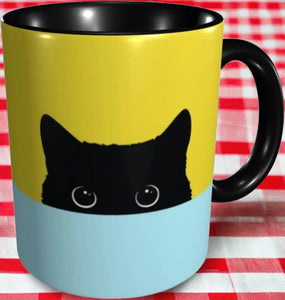 black cat coffee or tea mug