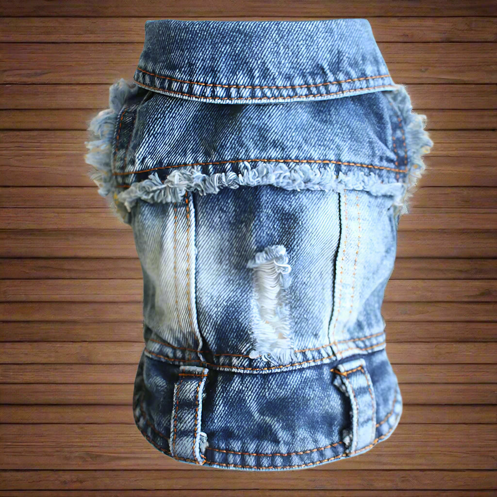 Distressed Denim Doggie Vest