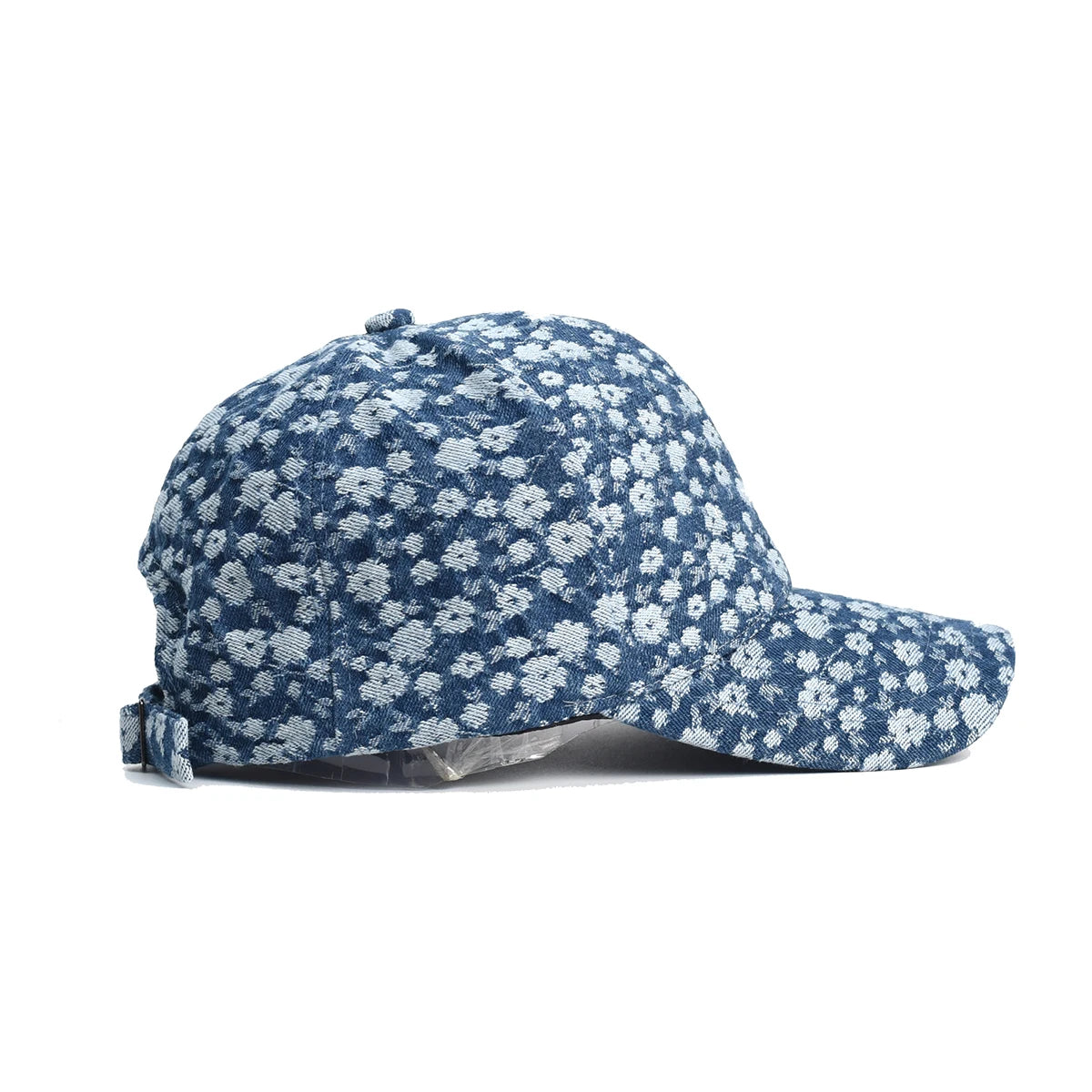 Ditsy Floral Print Blue-Washed Cotton Baseball Cap