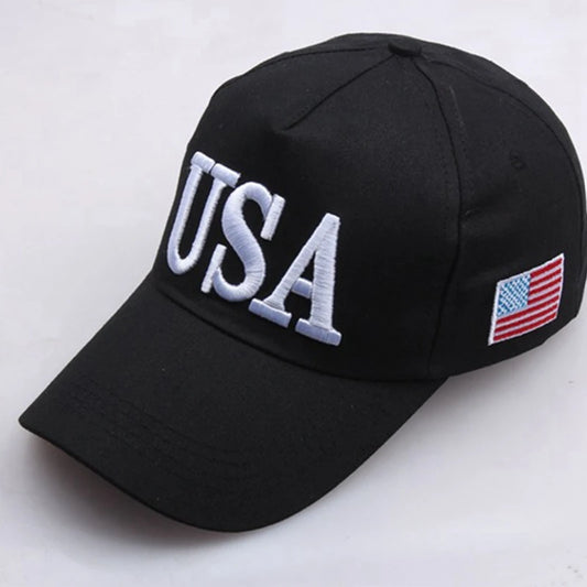 Patriotic USA Letters Embroidery Patch Black Baseball Cap