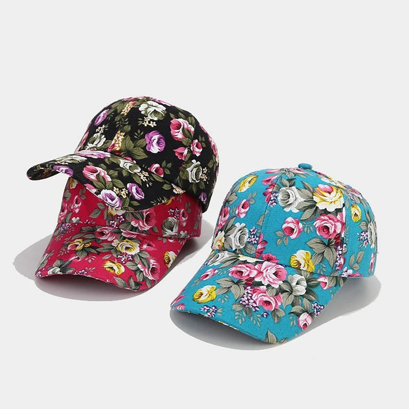 Mamaw's Roses Floral Print on White Women's Baseball Cap