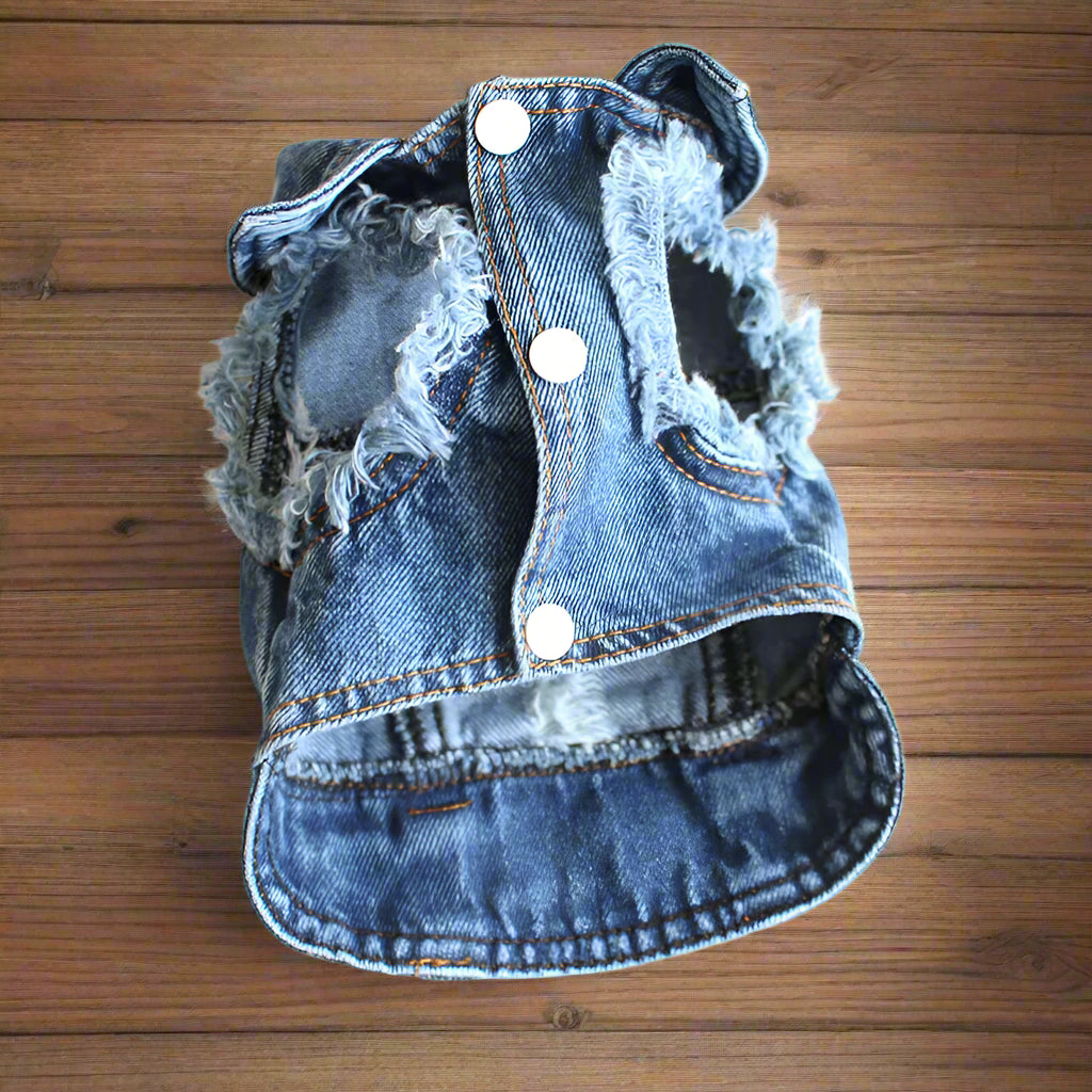 Distressed Denim Doggie Vest