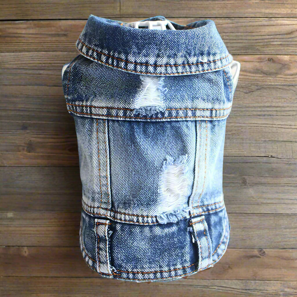 Distressed Denim Doggie Vest