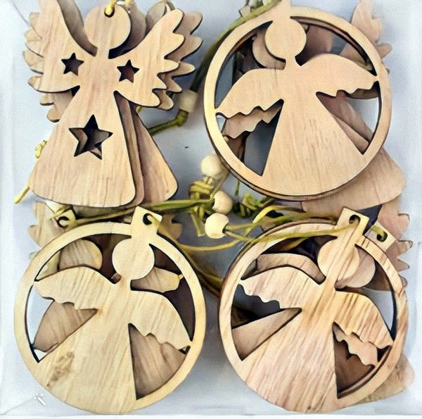 Plain Wooden Ornaments, Set of 12