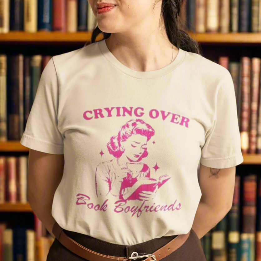 Retro Vintage-Style, Forties-Era Crying-Over-Book-Boyfriends Cotton T-shirt