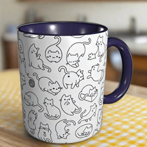 Multiple cats line drawing mug