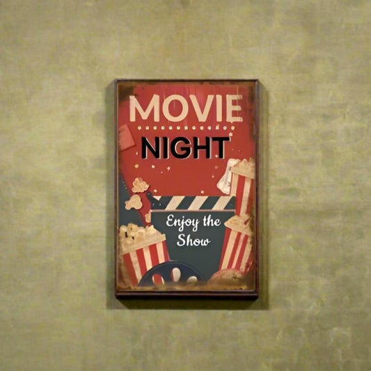 Retro Vintage-style Movie Night Metal Tin Sign