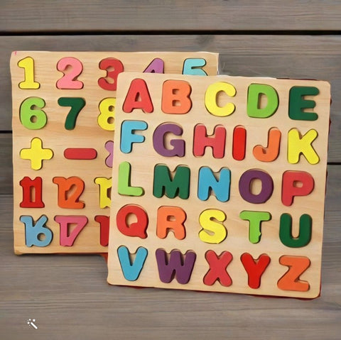 ABC Wooden Puzzle Shape Sorter-Learn Alphabet and Numbers Toy