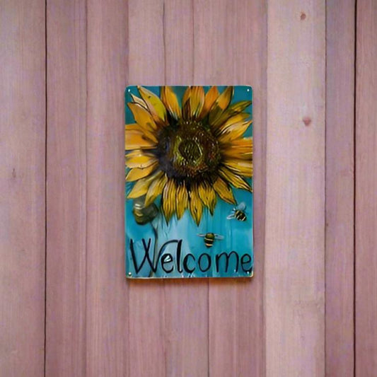 Retro Vintage-style Sunflower Metal Sign