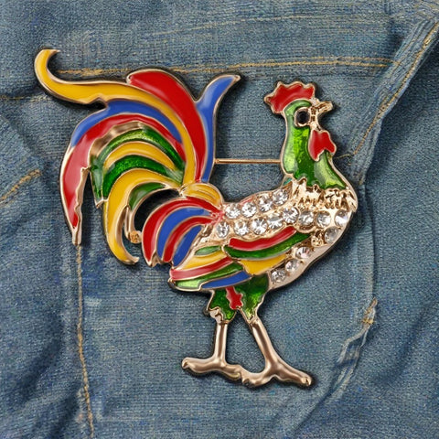 colorful enamel chicken brooch
