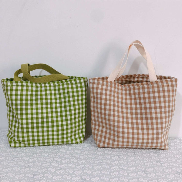 Gingham Check Plaid Insulated Lunch Bag