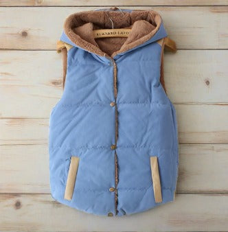 blue flocked vest hoodie