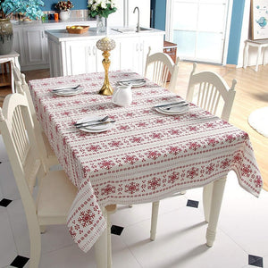 snowflake print table cloth Christmas linen