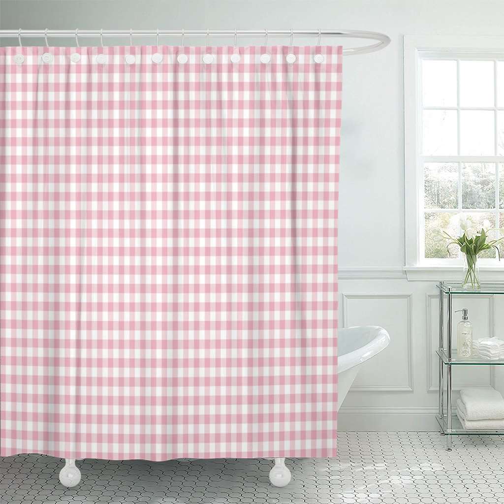 Sweet Pink Gingham Shower Curtain