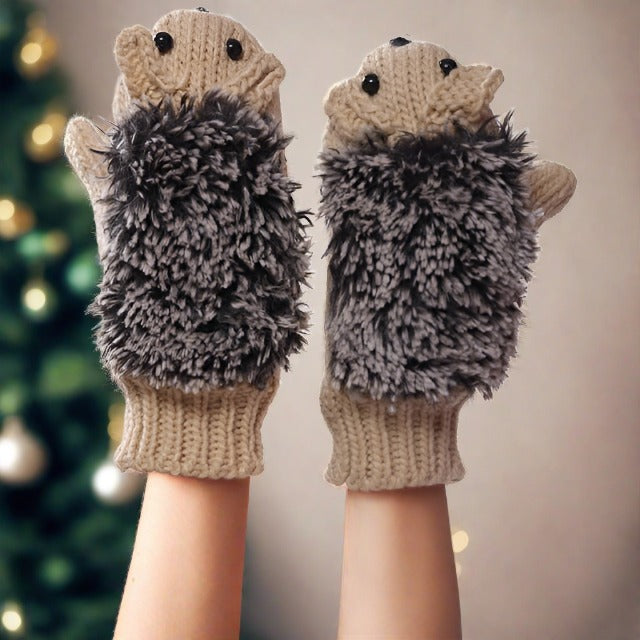 Hedgehog mittens back side