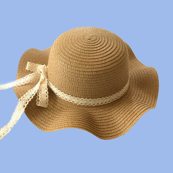 wavy brim straw hat for toddler