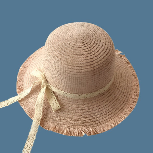 peachy beige straw hat for child
